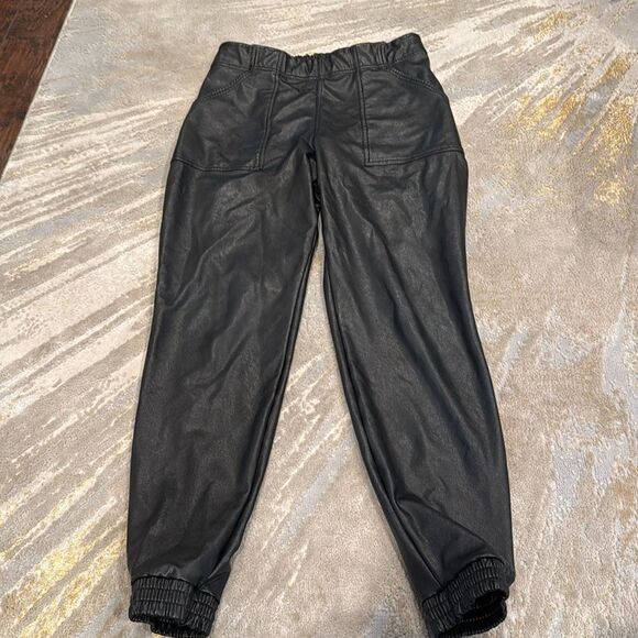 Spanx Pants Faux Leather Jogger Pants, Black, Size Large